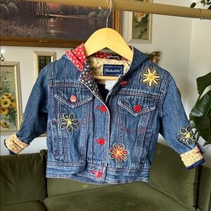 Vintage Y2K Rothschild Kids Jean Jacket with Floral Embroidery